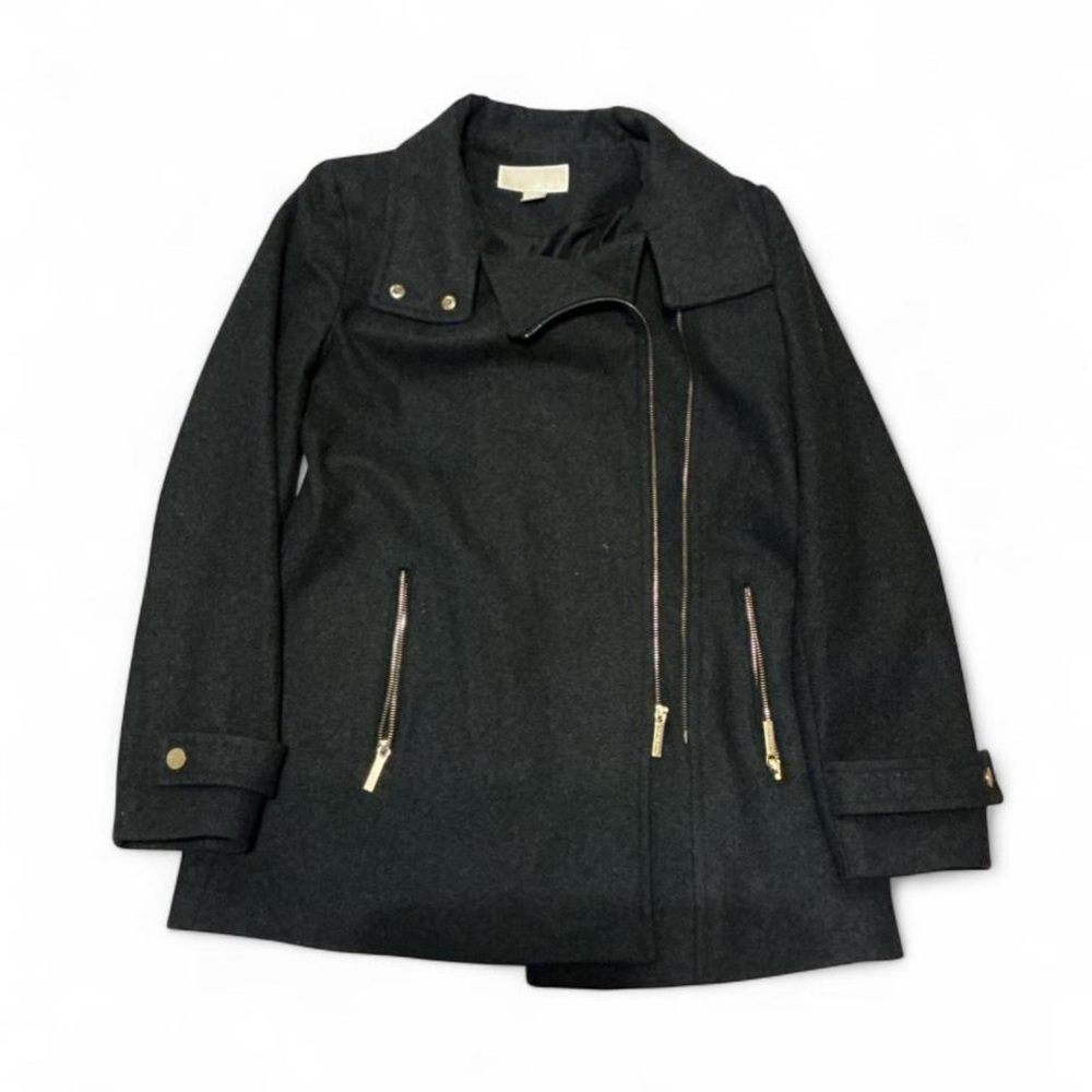 MICHAEL Michael Kors Dark Gray Trench Coat with Gold Zippers size small